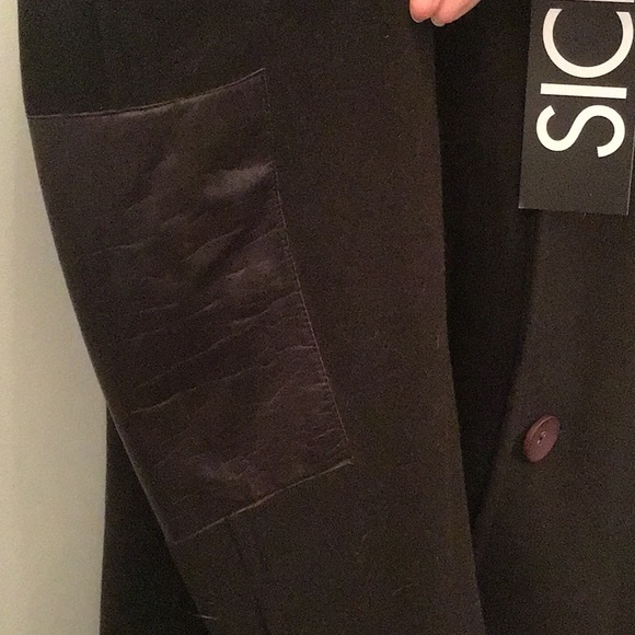NWT Sicily chocolate brown overcoat with leather detailing. Size L. - Picture 6 of 8